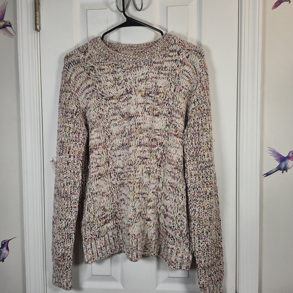 NWT GrandpaCore Burgundy Marled Cable Knit Sweater Size Medium Cozy Cottagecore